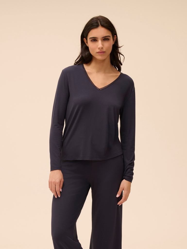 Simone Moon Aurore Long Sleeve Night Top - Full Moon – Simone Perele