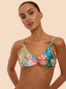 Calypsa Soft Cup Bar Bikini Top - Flowers Print
