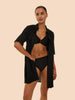 Charmer Cotton Diamond Button Through Shirt - Black