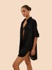 Charmer Cotton Diamond Button Through Shirt - Black