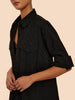 Charmer Cotton Diamond Button Through Shirt - Black