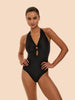 Charmer Double Ring One Piece Swimsuit - Black