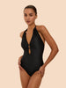 Charmer Double Ring One Piece Swimsuit - Black