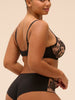 Romance Square Neck Full Cup Bra - Black Tattoo