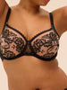 Romance Square Neck Full Cup Bra - Black Tattoo