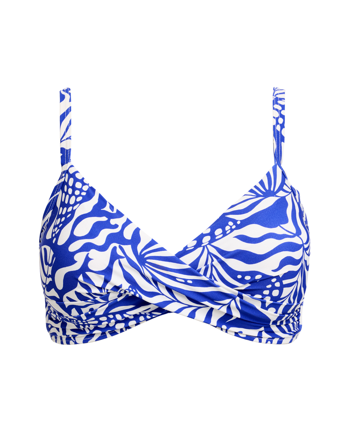 Sea Twist Front Bralette Bikini Top - Royal Print