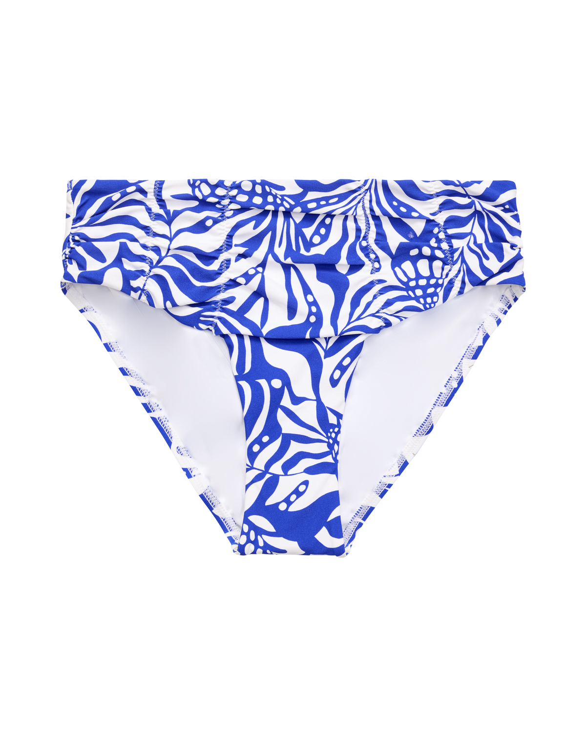 Sea Ruched Mid-Rise Bikini Brief - Royal Print